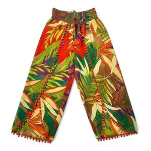 True Destinations Resort Wear Tropical Wide Leg Sheer Pants Boho Women’s Sz M